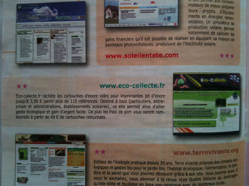 Contenu du magazine parlant du site internet eco-collecte